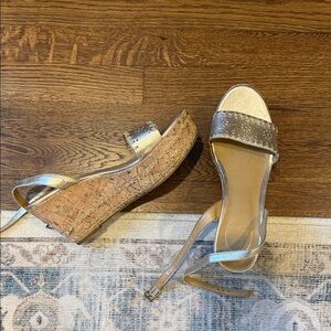 Jack Rogers Metallic Gold Cork Wedge Sandals